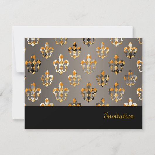 Invitation Fleur de Lis noire + or de PixDezines (Devant)