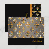 Invitation Fleur de Lis noire + or de PixDezines (Devant / Derrière)