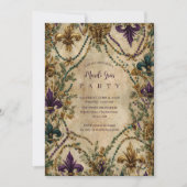 Invitation Fleur-de-Lis Perlé Mascarade de Mardi Gras (Devant)
