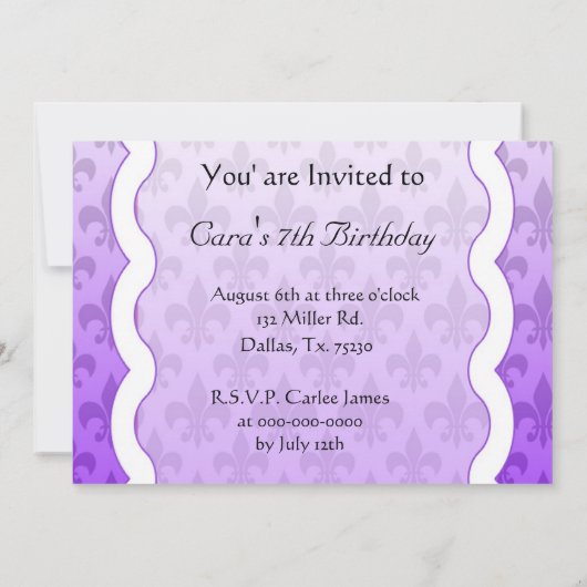 Invitation Fleur De Lis - Purple (Dos)