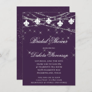 Invitation Fleur de Lis   Purple Moody Theme Douche