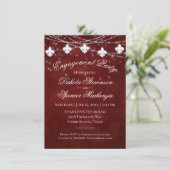 Invitation Fleur de Lis Rouge foncé | Partie d'engagement (Debout devant)