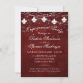 Invitation Fleur de Lis Rouge foncé | Partie d'engagement (Devant)