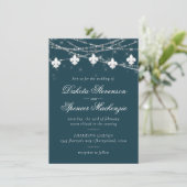 Invitation Fleur de Lis Turquoise | Moody Dark Mariage (Debout devant)