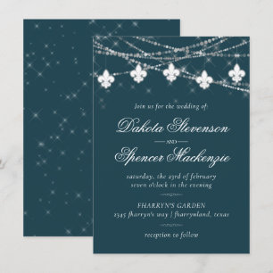 Invitation Fleur de Lis Turquoise Moody Dark Mariage