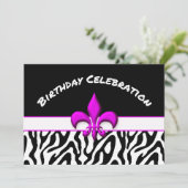 Invitation Fleur de Lis Zebra rose (Debout devant)