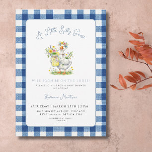 Invitation Fleur de l'oie ridicule bleu jaune Gingham Baby Sh