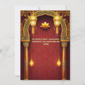 Invitation Fleur de lotus d'or rouge éléphants indiens élégan (Dos)