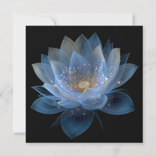 Invitation Fleur de Lotus Éthérée - Floral Noir Bleu 