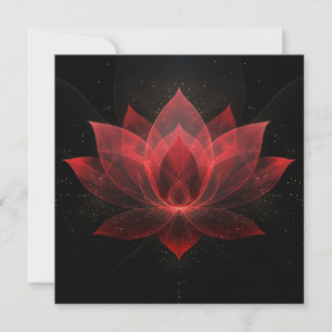 Invitation Fleur de Lotus Éthérée - Floral Rouge Noir Cramois