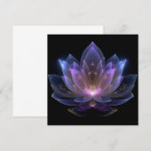 Invitation Fleur de Lotus Lumineuse - Fleurale Noir Bleu Viol (Devant / Derrière)