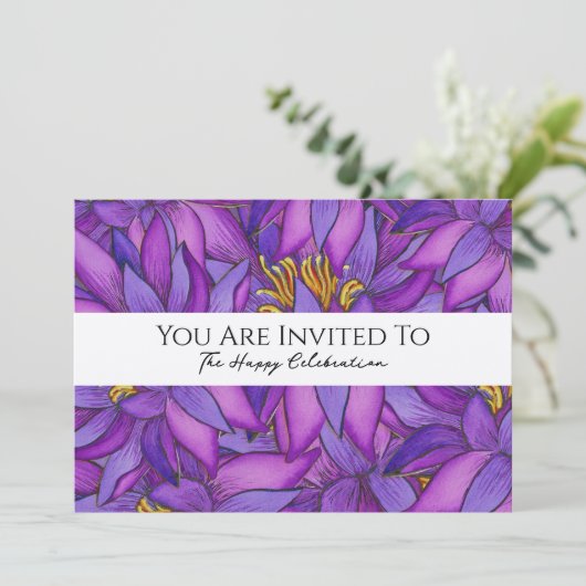 Invitation Fleur de lotus peinte à la main (Debout devant)