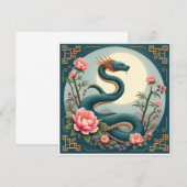 Invitation Fleur de lotus Serpent Bleu (Devant / Derrière)