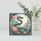 Invitation Fleur de lotus Serpent Bleu (Debout devant)