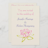 Invitation Fleur de Lotus simple / Mariage de Lys d'eau (Devant / Derrière)