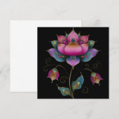 Invitation Fleur de lotus vibrante Mehndi indienne rose bleu  (Devant / Derrière)