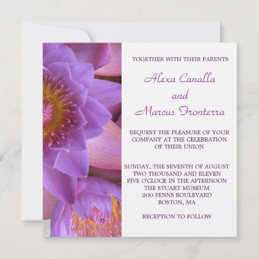 Invitation Fleur de lotus violet vibre (Devant)