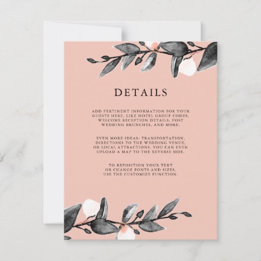 Invitation Fleur de lune | Détails du client mariage rose (Devant)