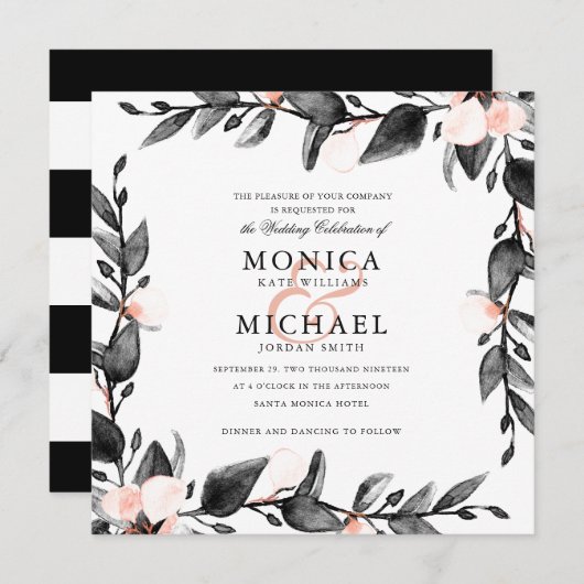 Invitation Fleur de lune | mariage botanique moderne (Devant / Derrière)