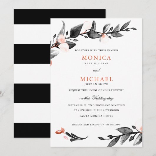 Invitation Fleur de lune | mariage botanique moderne (Devant / Derrière)