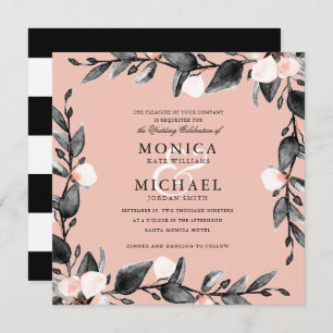 Invitation Fleur de lune mariage botanique moderne rose