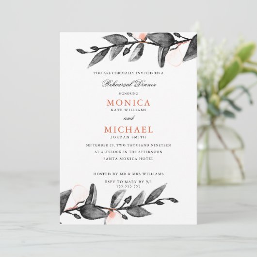 Invitation Fleur de lune | mariage botanique Répétition Dinn (Debout devant)