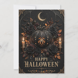 Invitation Fleur de Luxe Sombre Gothique Joyeux Halloween