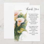Invitation Fleur de lys calla Fleur deuil Décès Merci (Devant / Derrière)