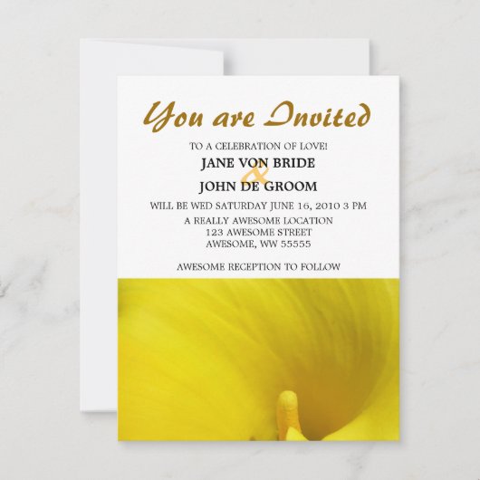 Invitation Fleur de lys calla jaune (Devant)