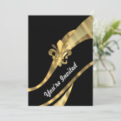 Invitation Fleur de lys noir et or (Debout devant)