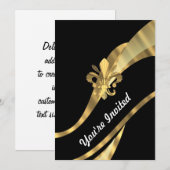 Invitation Fleur de lys noir et or (Devant / Derrière)
