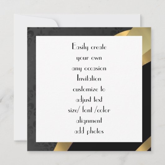 Invitation Fleur de lys or sur damas noir (Dos)