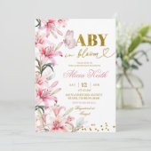 Invitation Fleur de Lys Papillon Bébé en Fleur Ros (Debout devant)