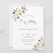 Invitation Fleur de Magnolia à l'aquarelle (Devant)