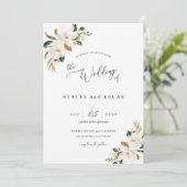 Invitation Fleur de Magnolia à l'aquarelle (Debout devant)