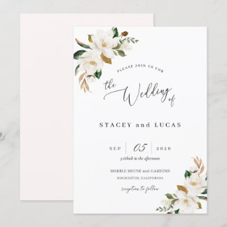 Invitation Fleur de Magnolia à l'aquarelle