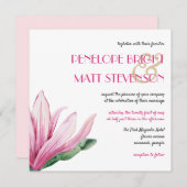 Invitation Fleur De Magnolia Rose En Fleur Mariage (Devant / Derrière)