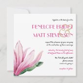 Invitation Fleur De Magnolia Rose En Fleur Mariage (Devant)