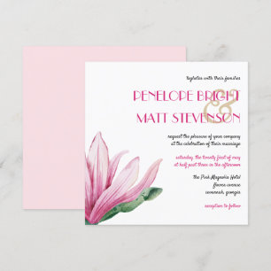 Invitation Fleur De Magnolia Rose En Fleur Mariage