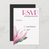 Invitation Fleur de Magnolia rose en fleurs | mariage gris RS (Devant / Derrière)