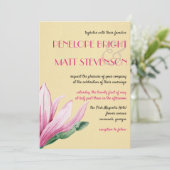 Invitation Fleur de Magnolia rose | Mariage papier Vintage (Debout devant)