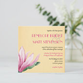 Invitation Fleur de Magnolia rose | Papier ancien | MARIAGE (Debout devant)