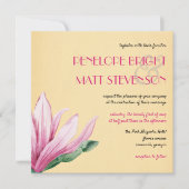 Invitation Fleur de Magnolia rose | Papier ancien | MARIAGE (Devant)