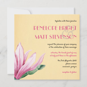 Invitation Fleur de Magnolia rose   Papier ancien   MARIAGE