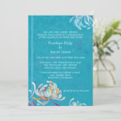 Invitation Fleur de maman colorée Turquoise Mariage (Debout devant)