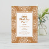 Invitation Fleur de mandala cuivre et blanc 60e anniversaire (Debout devant)
