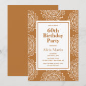 Invitation Fleur de mandala cuivre et blanc 60e anniversaire (Devant / Derrière)