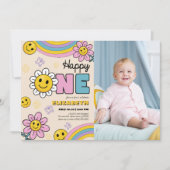 Invitation Fleur de marguerite super Premier anniversaire Ret (Devant)