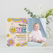 Invitation Fleur de marguerite super Premier anniversaire Ret (Debout devant)