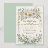 Invitation Fleur de marguerite un bébé en route (Devant / Derrière)